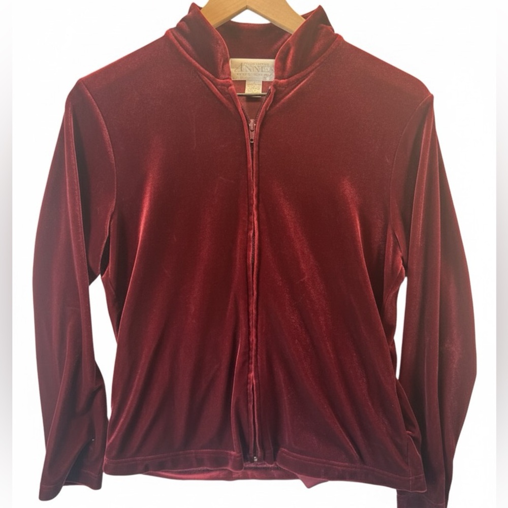 Casual Corner Annex Burgundy Vintage Velvet feel Jacket Women’s Petite Medium